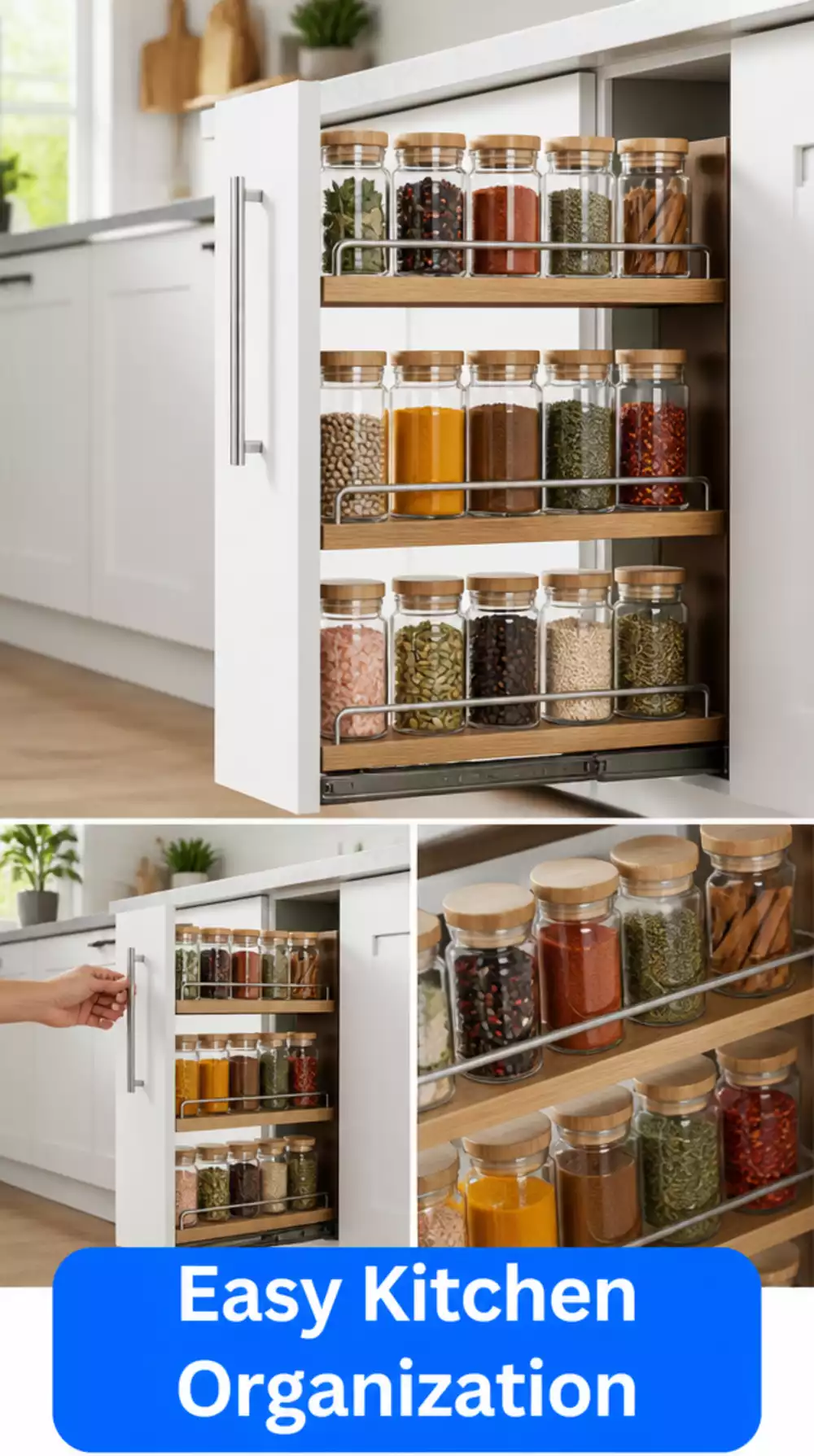 Kitchen Cabinet Pull-Out Drawer Organizer That Fixes Deep Shelf Chaos