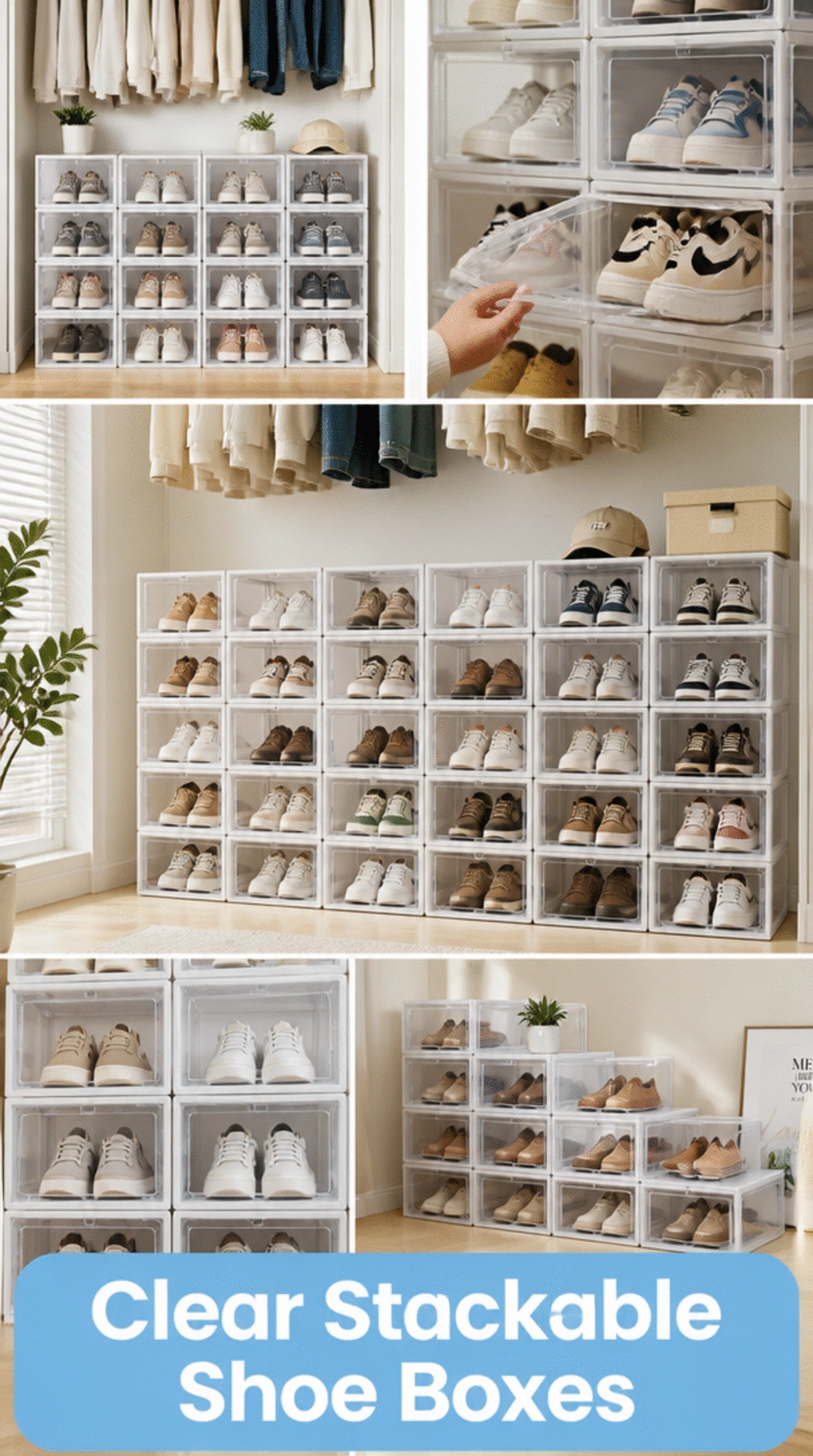 Closet Clear Stackable Shoe Boxes That Make Every Pair Visible at a Glance