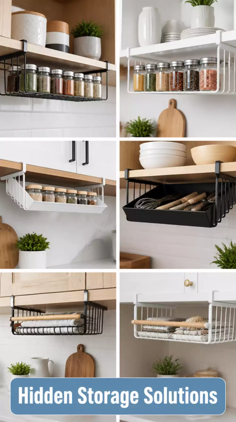 Kitchen Cabinet Under-Shelf Basket That Adds a Hidden Storage Layer