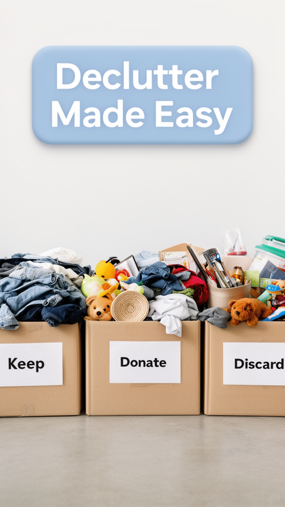 Home Declutter Box System That Sorts Keep- Donate- and Discard in One Session