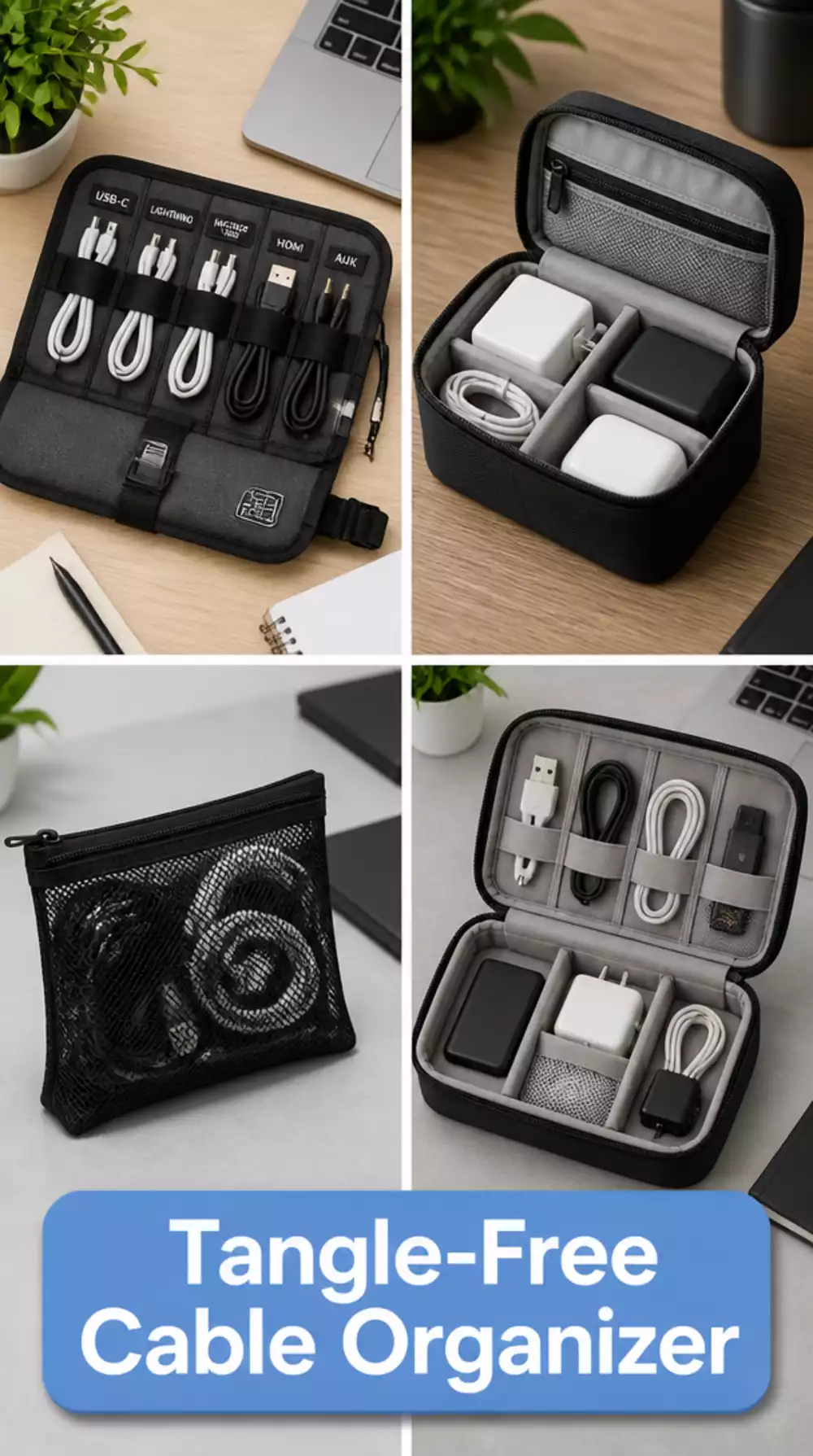 Travel Cable and Charger Organizer Roll That Keeps Every Wire Tangle-Free in Transit