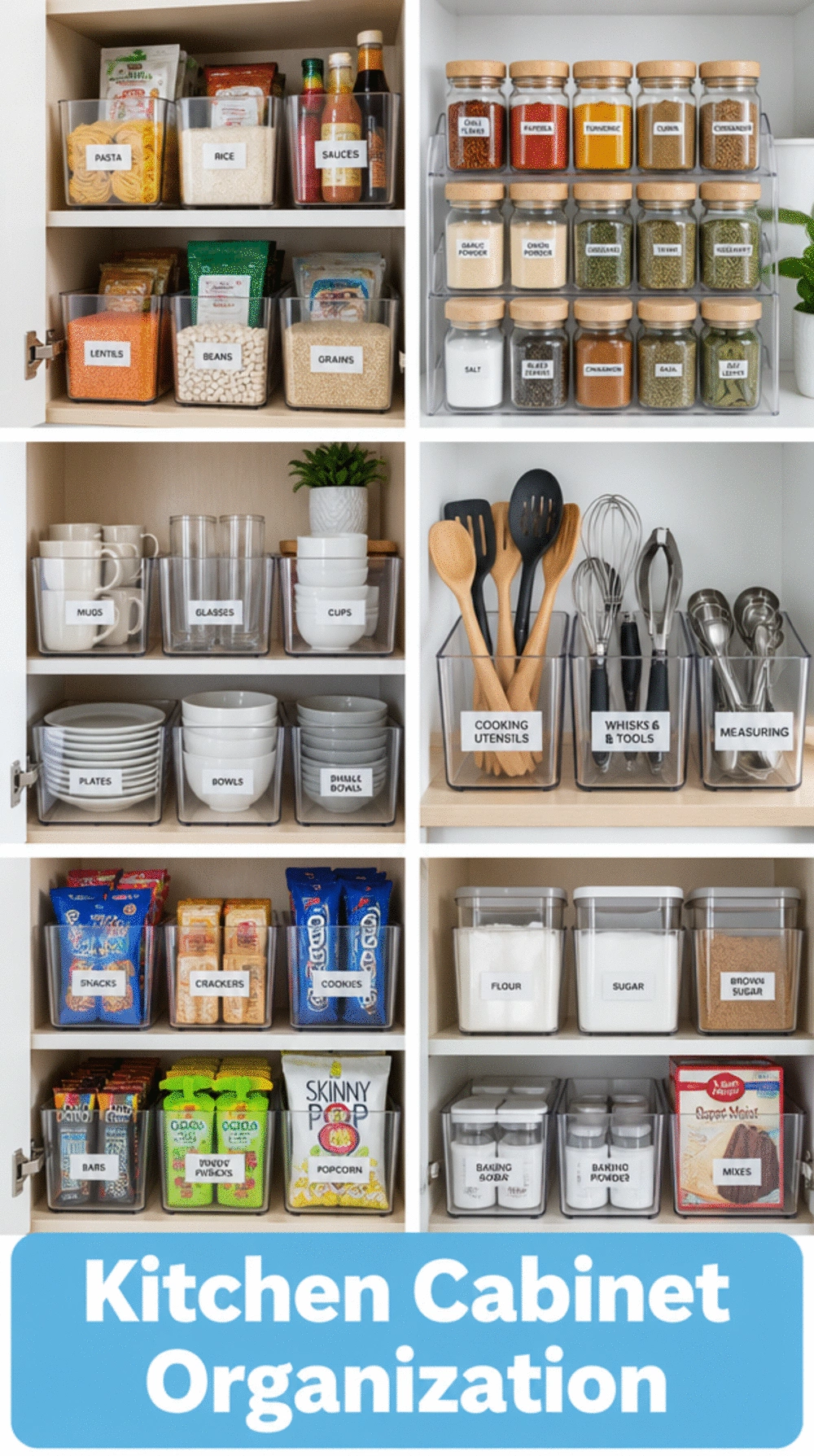 Clear Kitchen Cabinet Bins That Keep Every Shelf Visible and Tidy