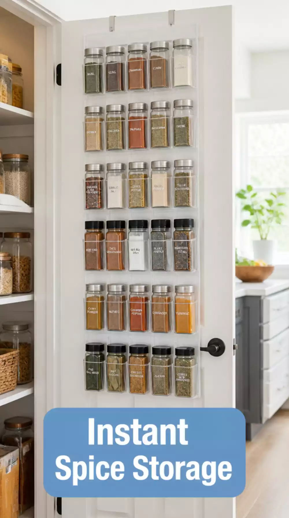 Small Pantry Over-the-Door Clear Pocket Organizer That Adds Instant Spice Storage