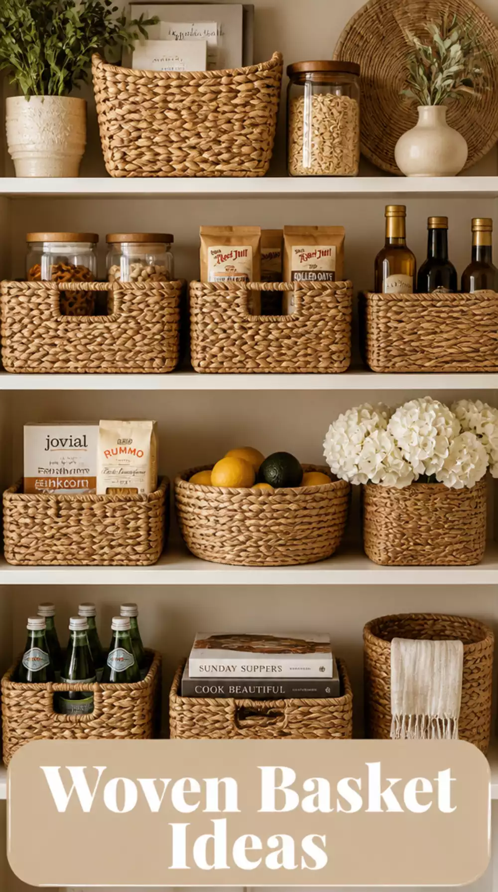 Pantry Woven Seagrass Baskets That Turn Open Shelves into a Warm Display