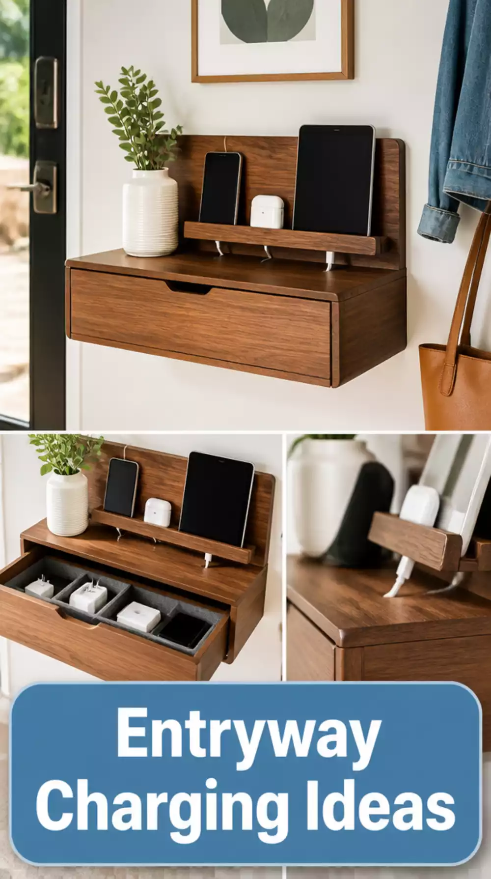 Entryway Charging Station with Drawer That Hides Daily Clutter