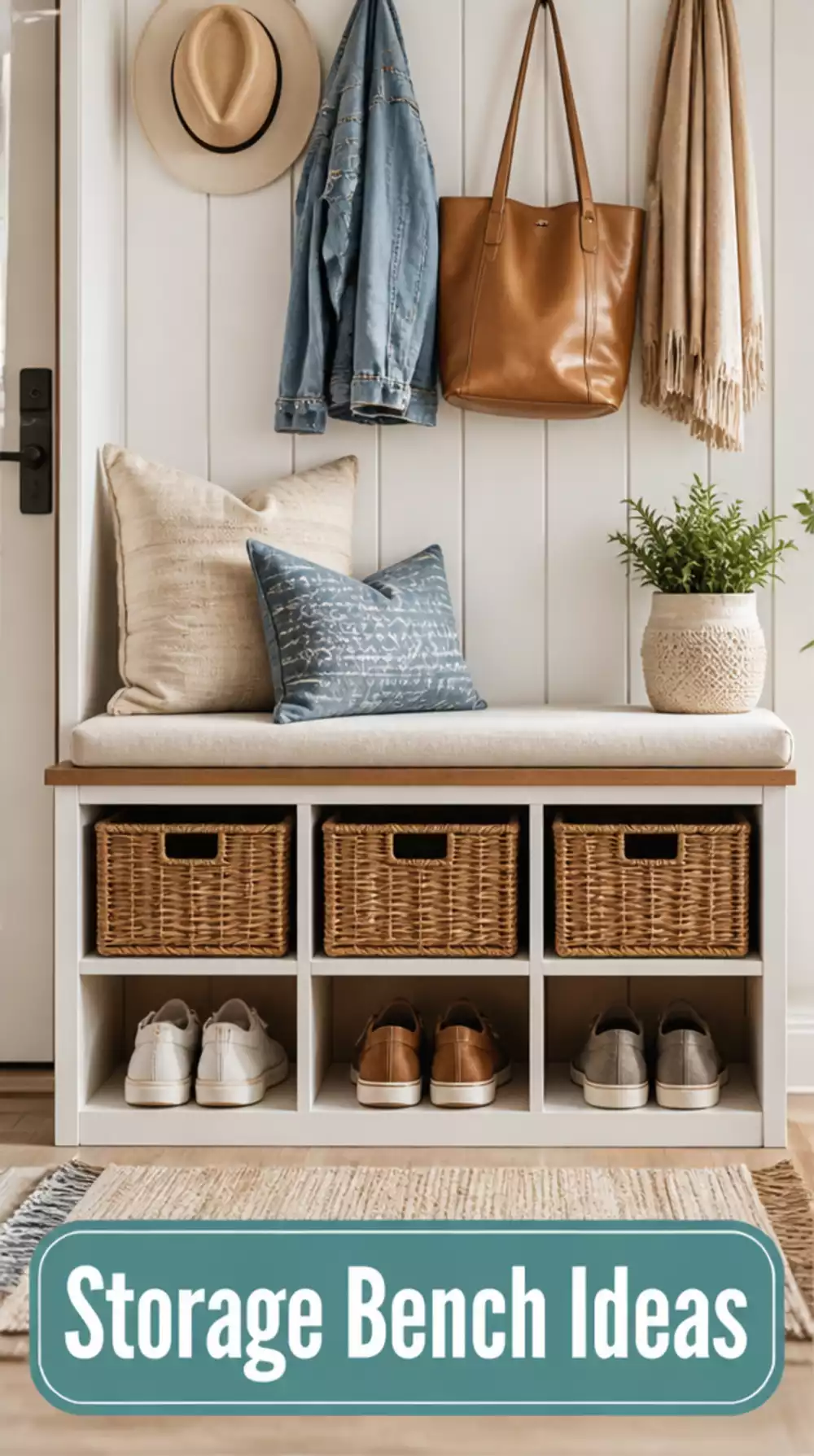 Entryway Storage Bench with Baskets for Effective Organization