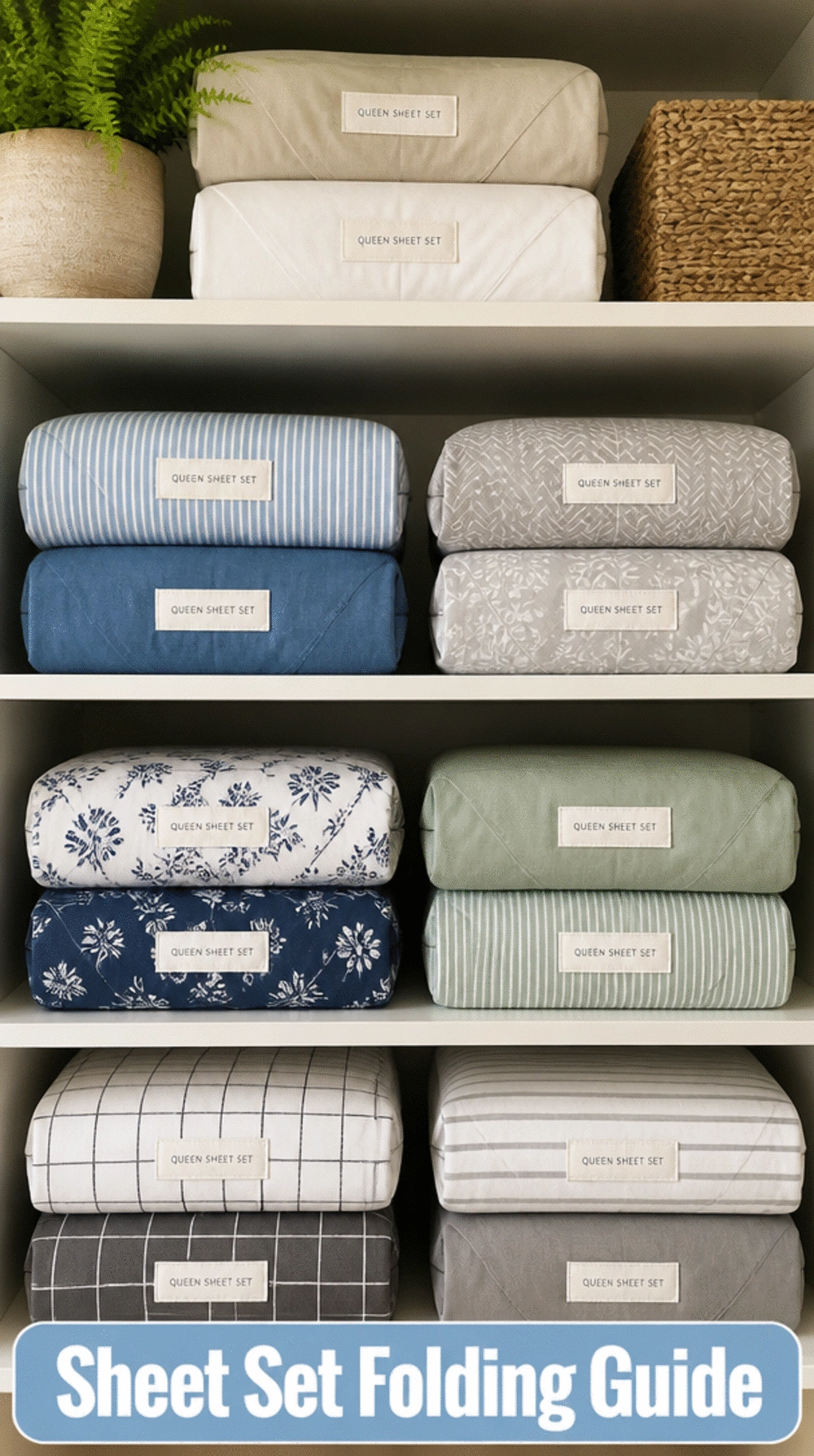 Linen Closet Sheet Set Fold That Stores Every Piece Inside Its Own Pillowcase