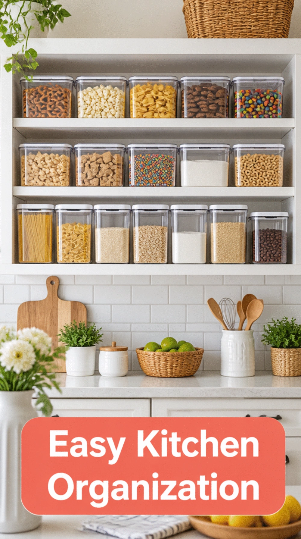 Kitchen Open Shelf Clear Bins That Make Every Item Visible Without Searching