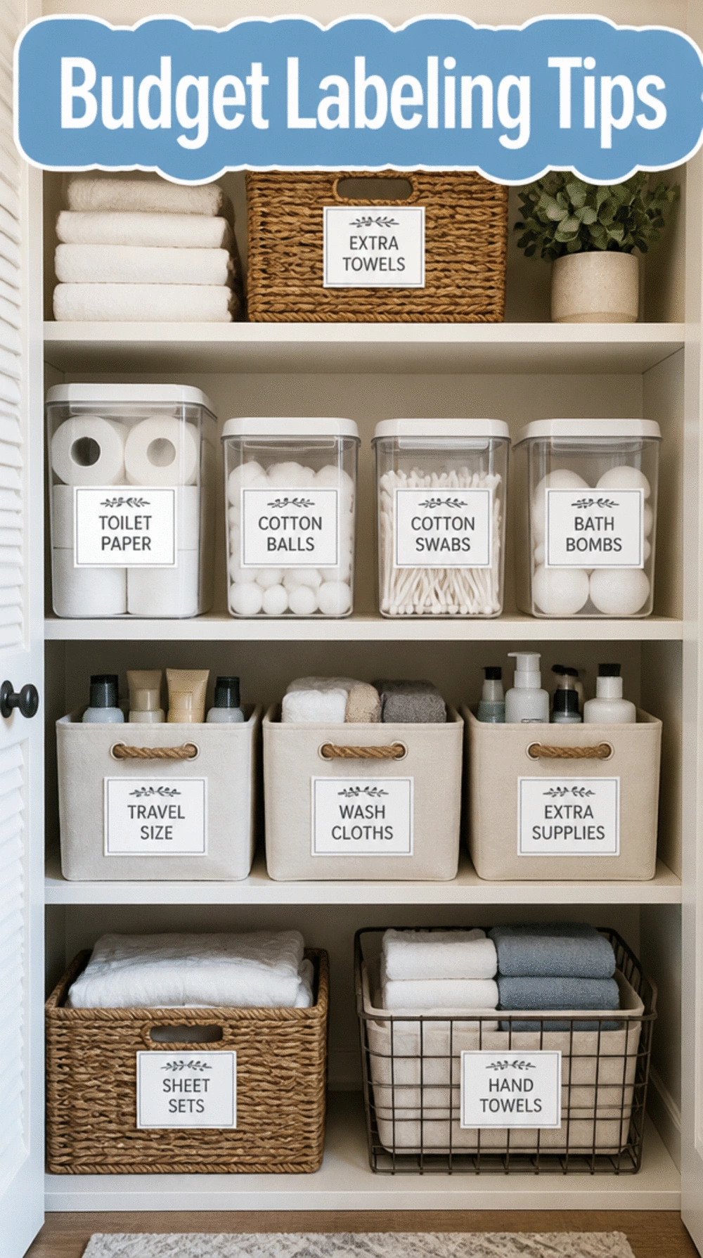 Linen Closet Printed Label Strips That Make a Budget Shelf Look Like a Styled System