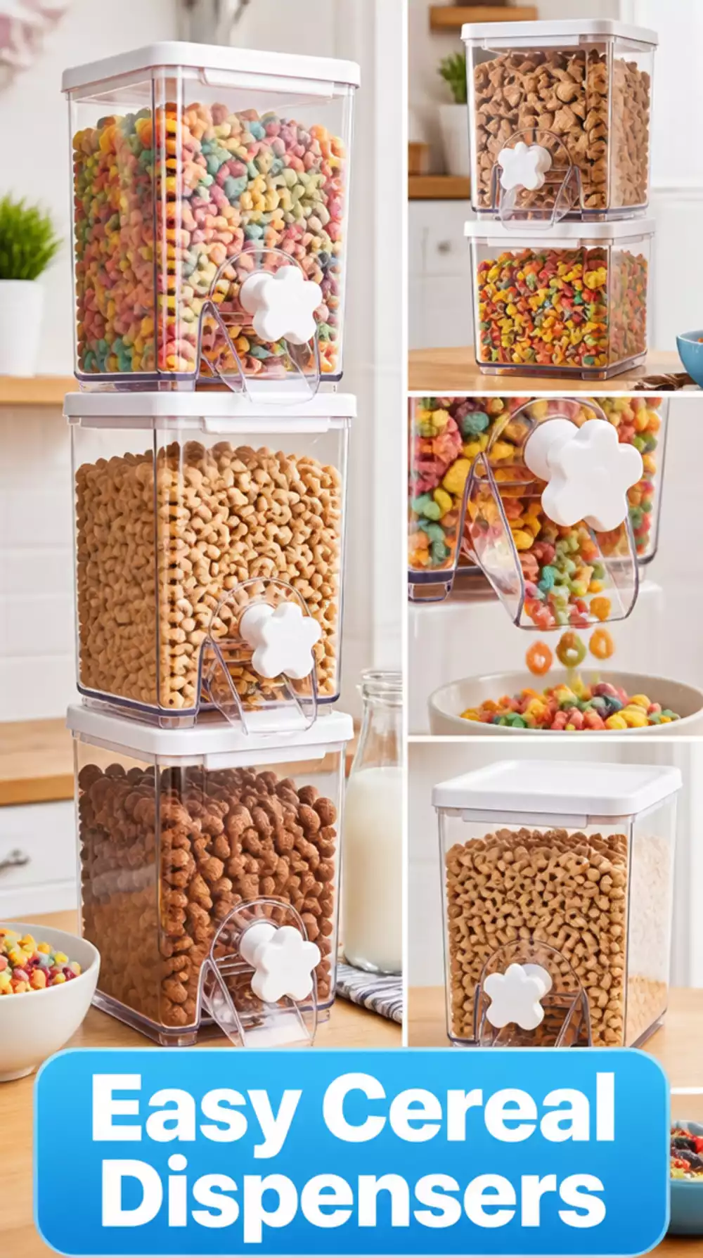 Clear Pantry Stackable Cereal Dispensers That Make Dry Goods Easy to Pour