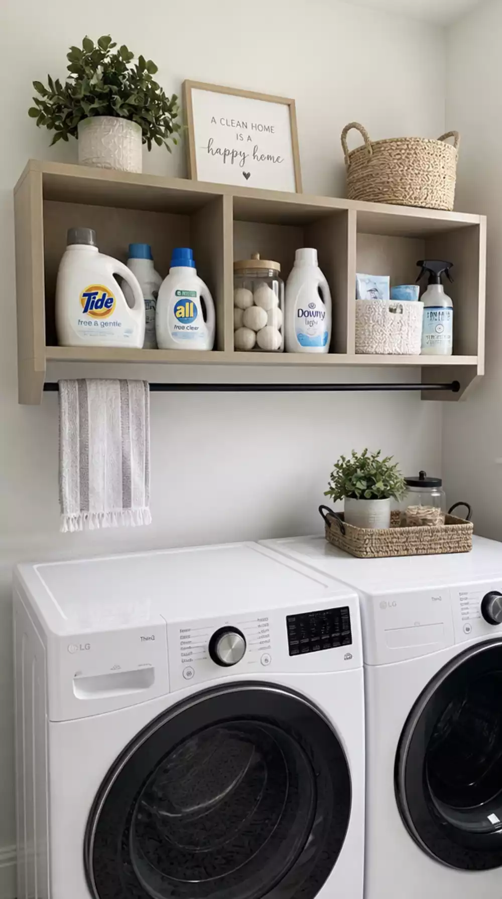 Laundry Room Wall-Mounted Detergent Shelf That Clears the Machine Top