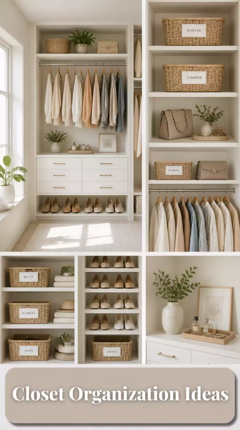 Closet One-Category-Per-Shelf System Using Minimal Baskets for Visual Calm