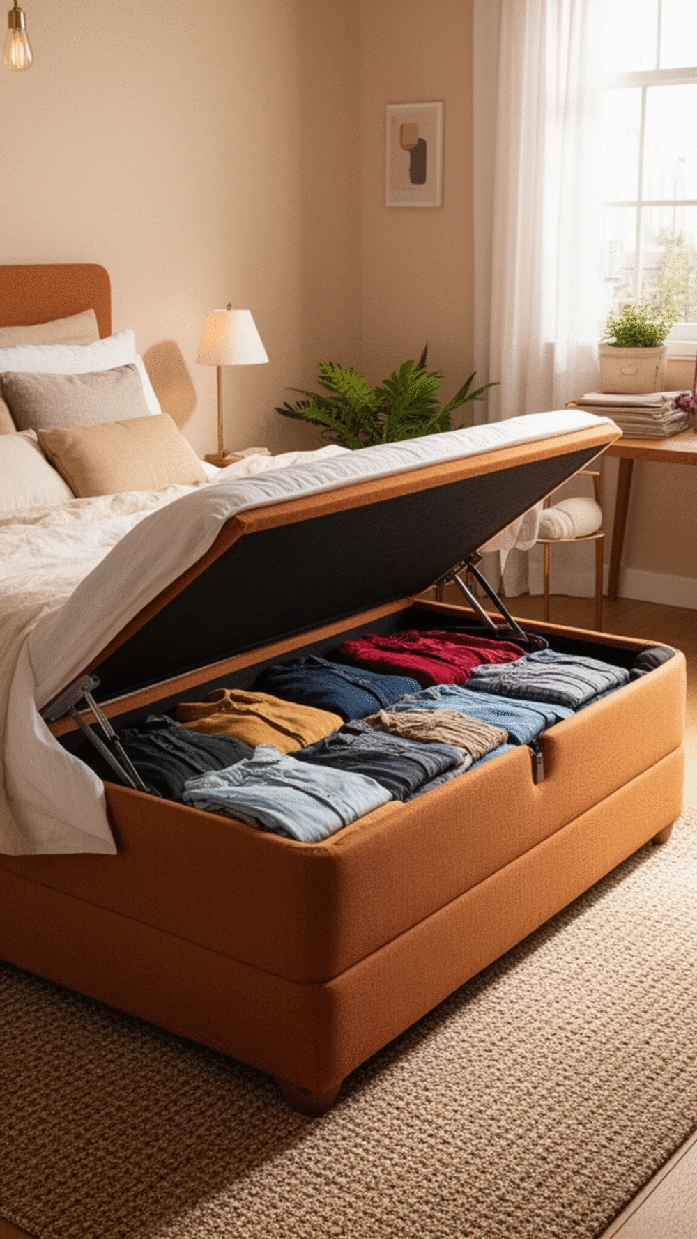 The Studio Apartment Ottoman Bed Trick That Hides an Entire Season of Clothing