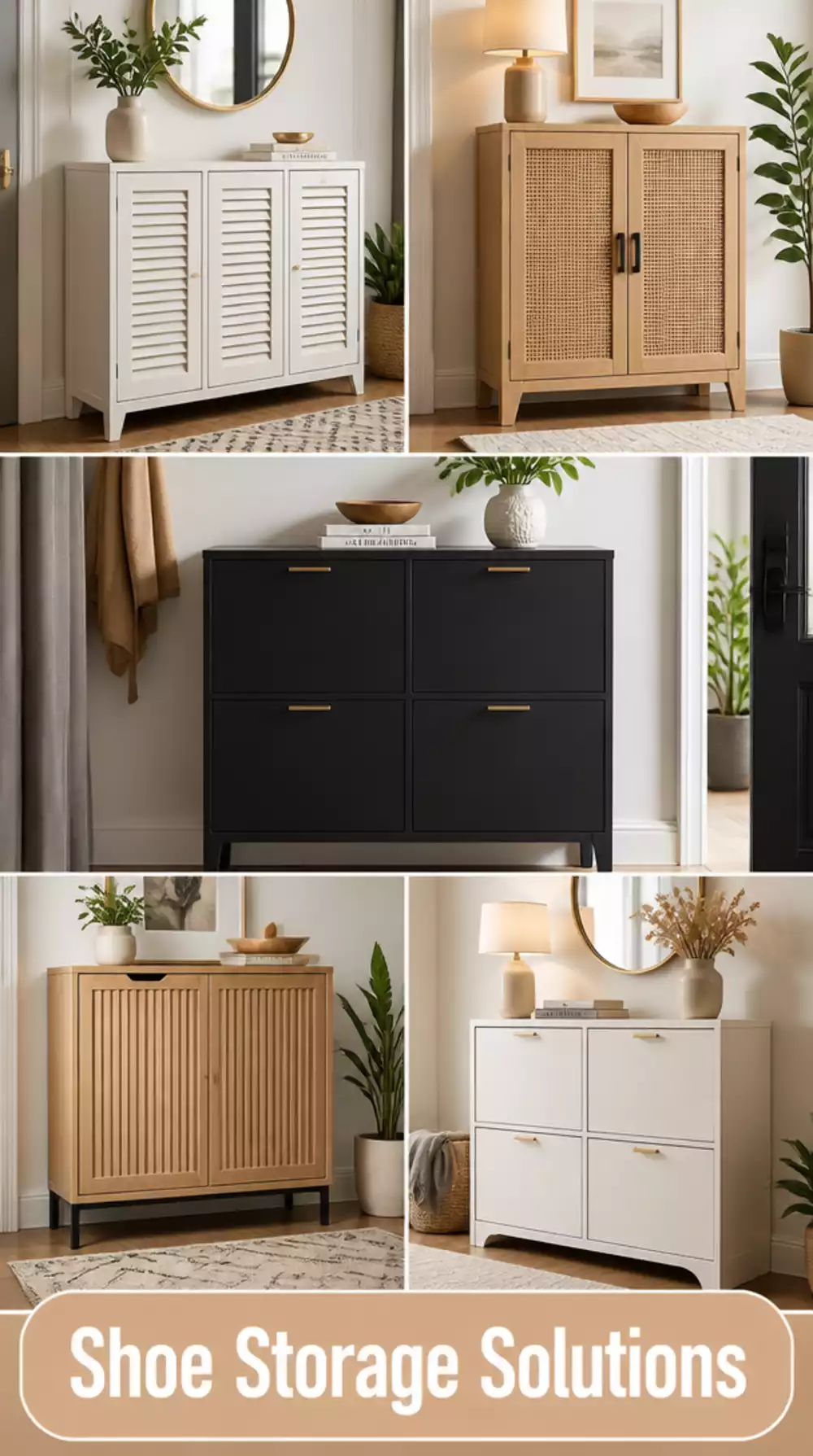 Entryway Shoe Cabinet That Hides Footwear Completely Behind Closed Doors