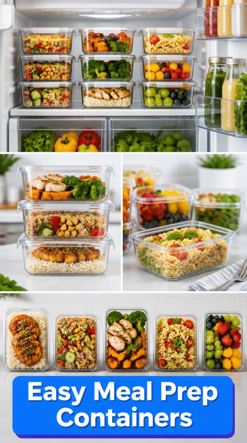 Fridge Meal Prep Clear Container Stack That Stores a Full Week of Lunches Visibly
