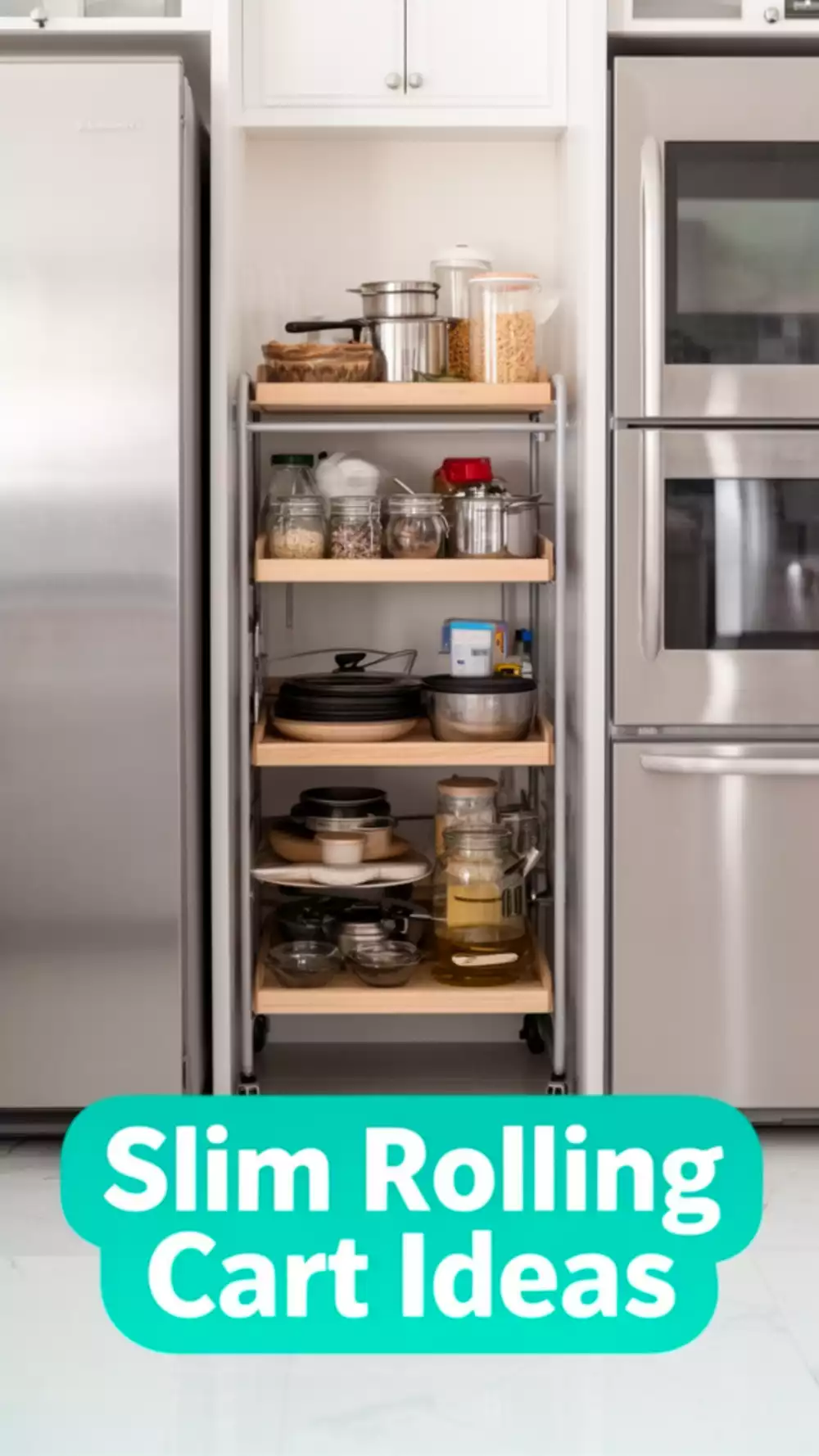 The Slim Rolling Cart Trick That Fills the Gap Between Kitchen Appliances