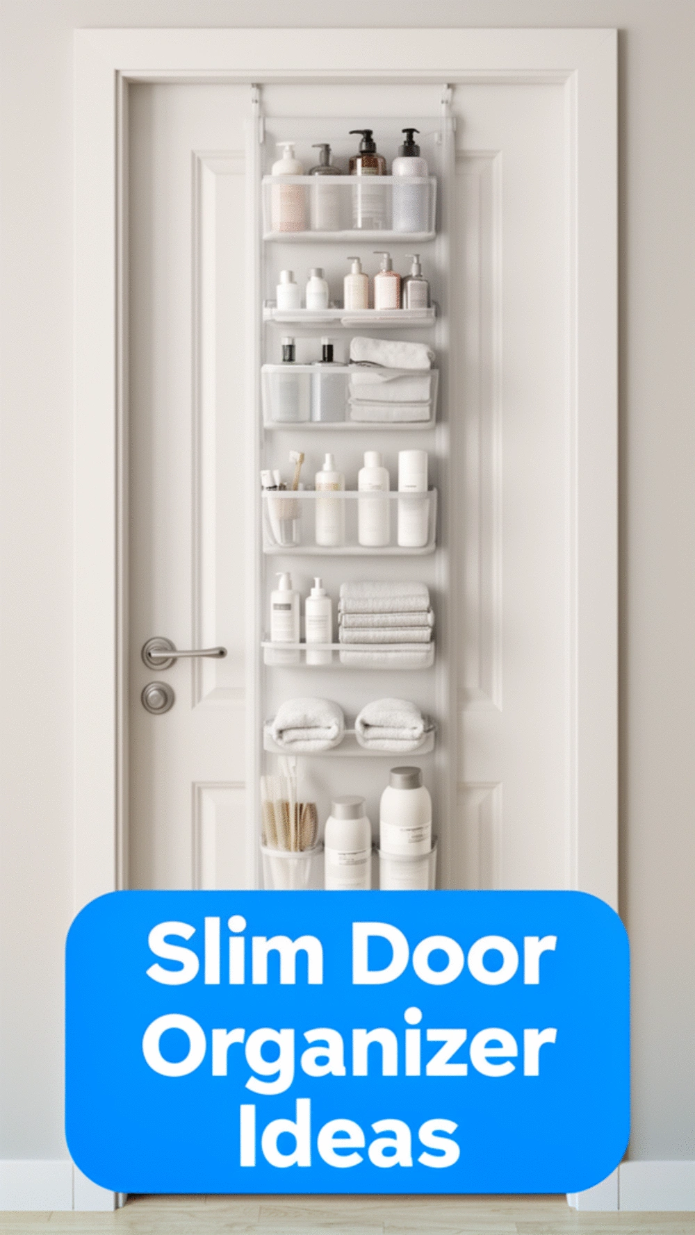 Linen Closet Slim Door Organizer That Stores Spare Toiletries on the Back