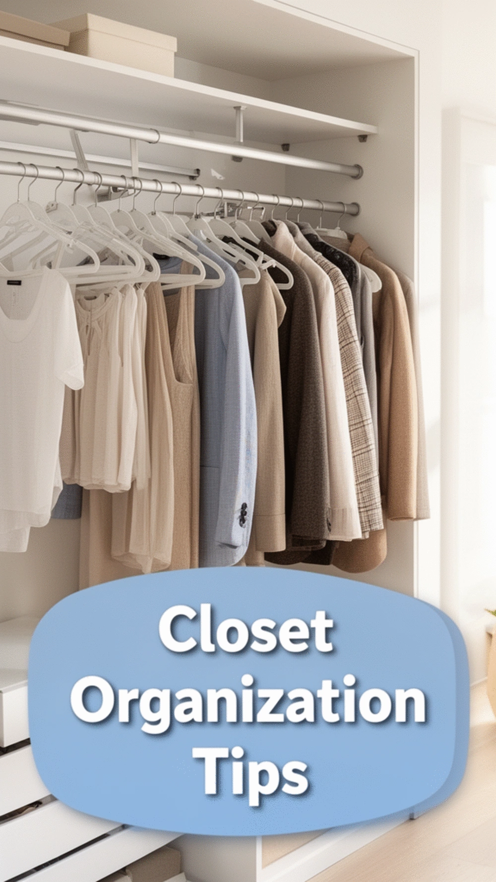 Guest Room Closet Cleared Half-Rail with Spare Hangers for Visitor Clothing