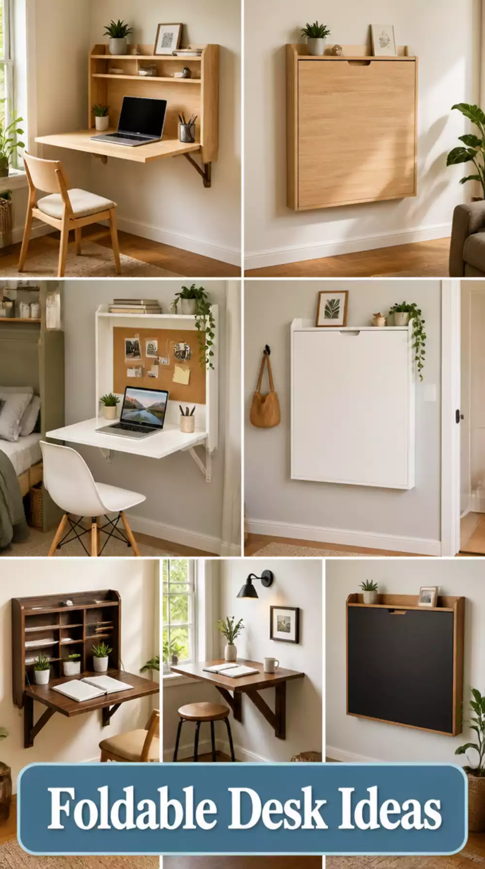 Tiny Home Foldable Wall-Mounted Desk That Drops Down Only When Needed