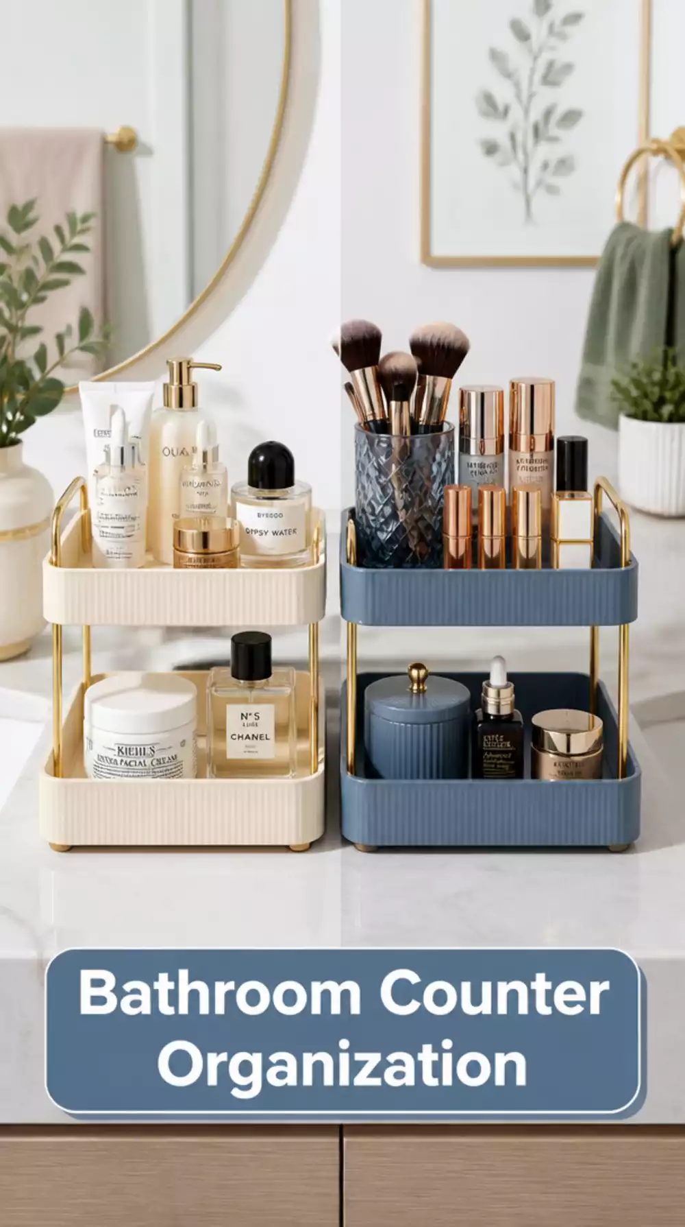 Shared Bathroom Counter Double Tray That Splits the Surface into Two Defined Zones