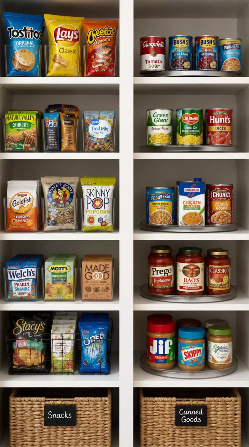 Small Pantry Vertical Shelf Divider That Splits One Wide Shelf into Two Zones