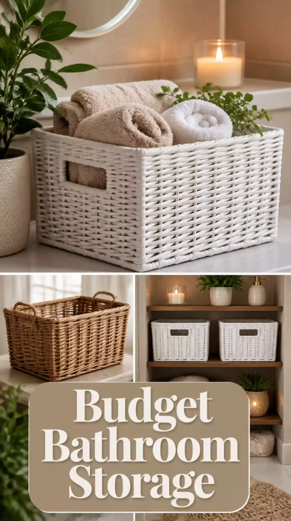 Thrifted Wicker Basket Spray-Painted White That Looks Like a Designer Bathroom Bin