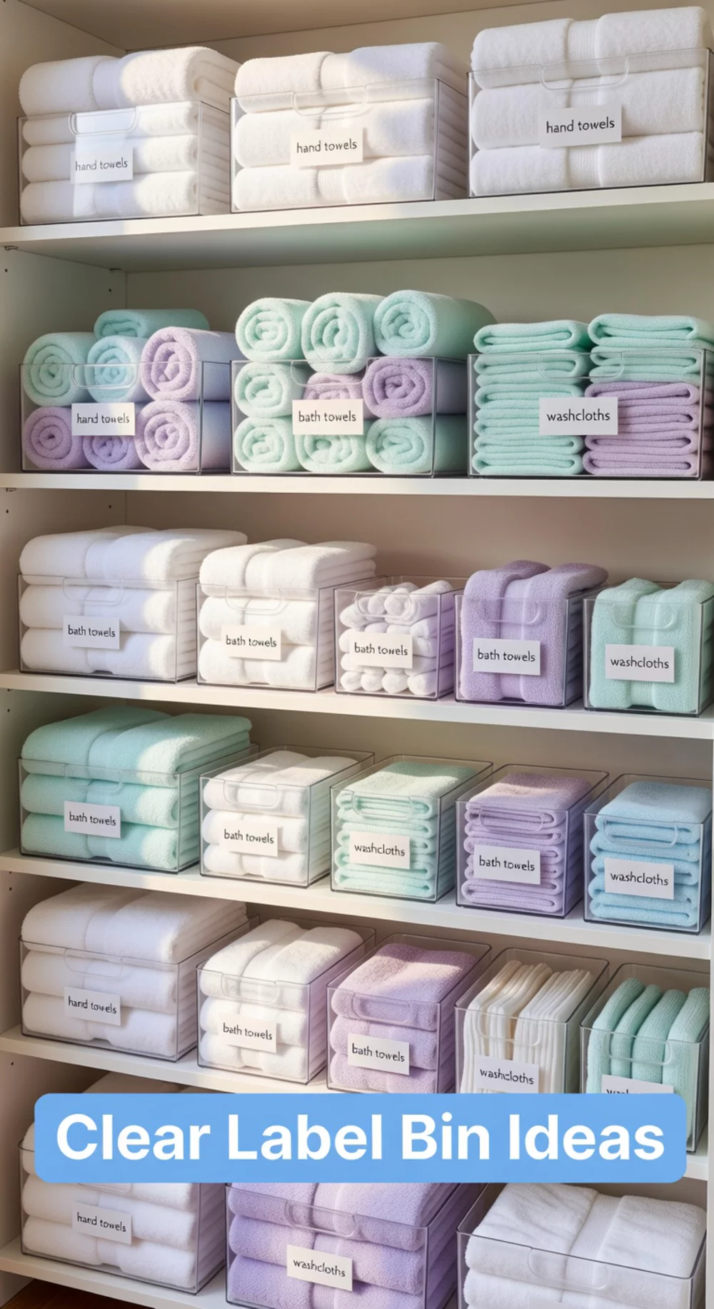 Linen Closet Clear Label Bins That Make Every Shelf Category Instantly Readable