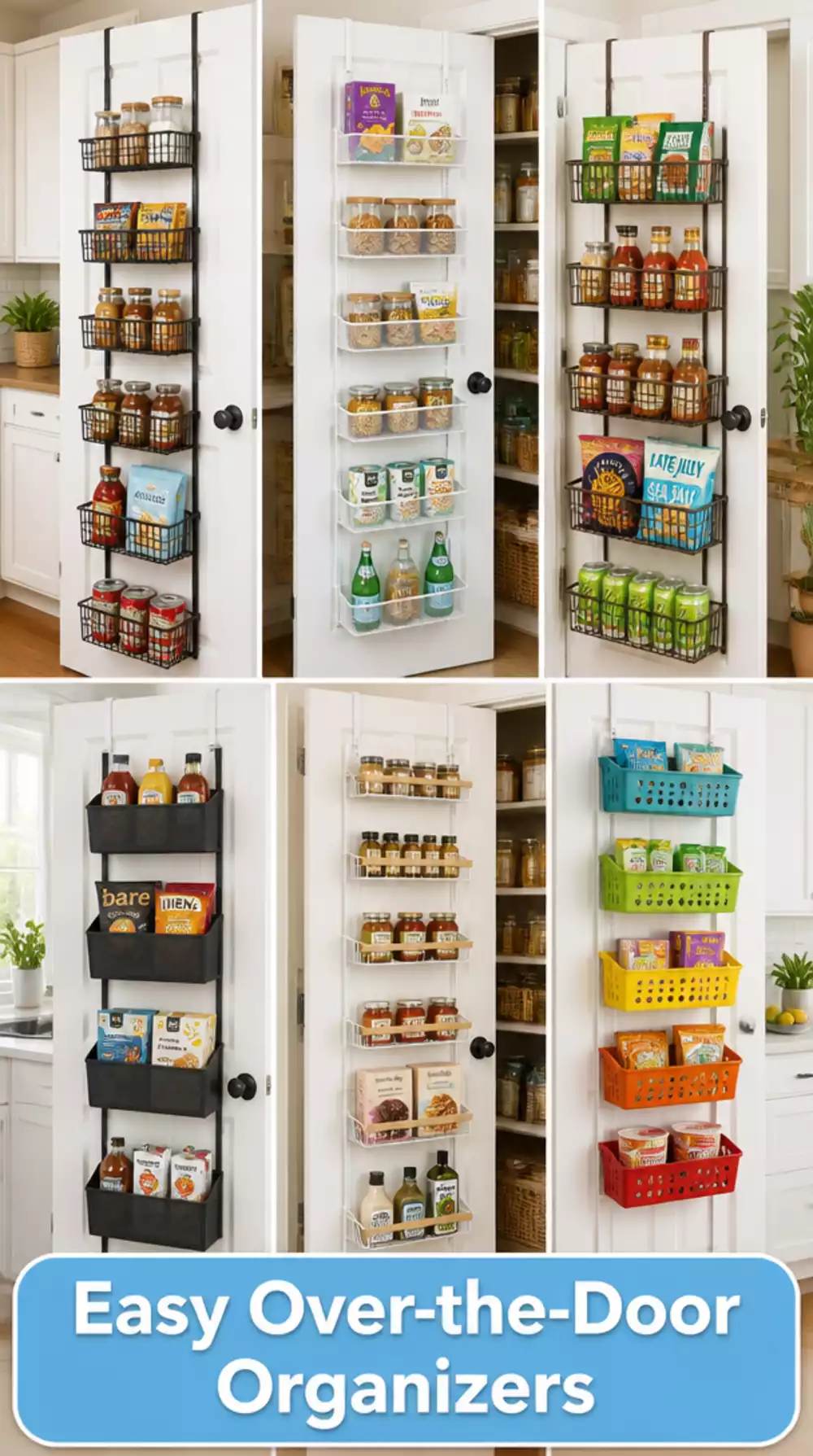 Renter Kitchen Over-the-Door Pantry Organizer That Needs No Screws or Brackets