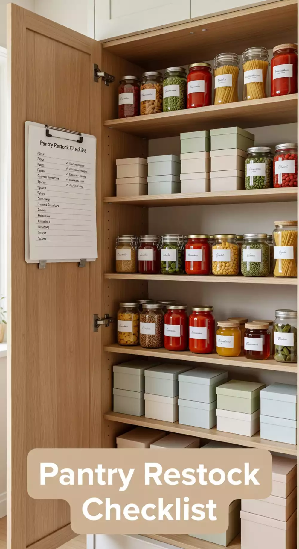 Home Pantry Restock Checklist Clipboard That Lives on the Inside Cabinet Door