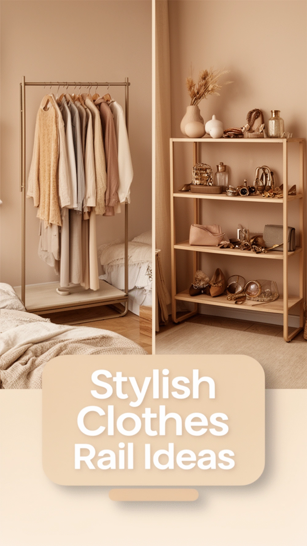 Bedroom Freestanding Clothes Rail with Shelf That Works Without Wall Brackets