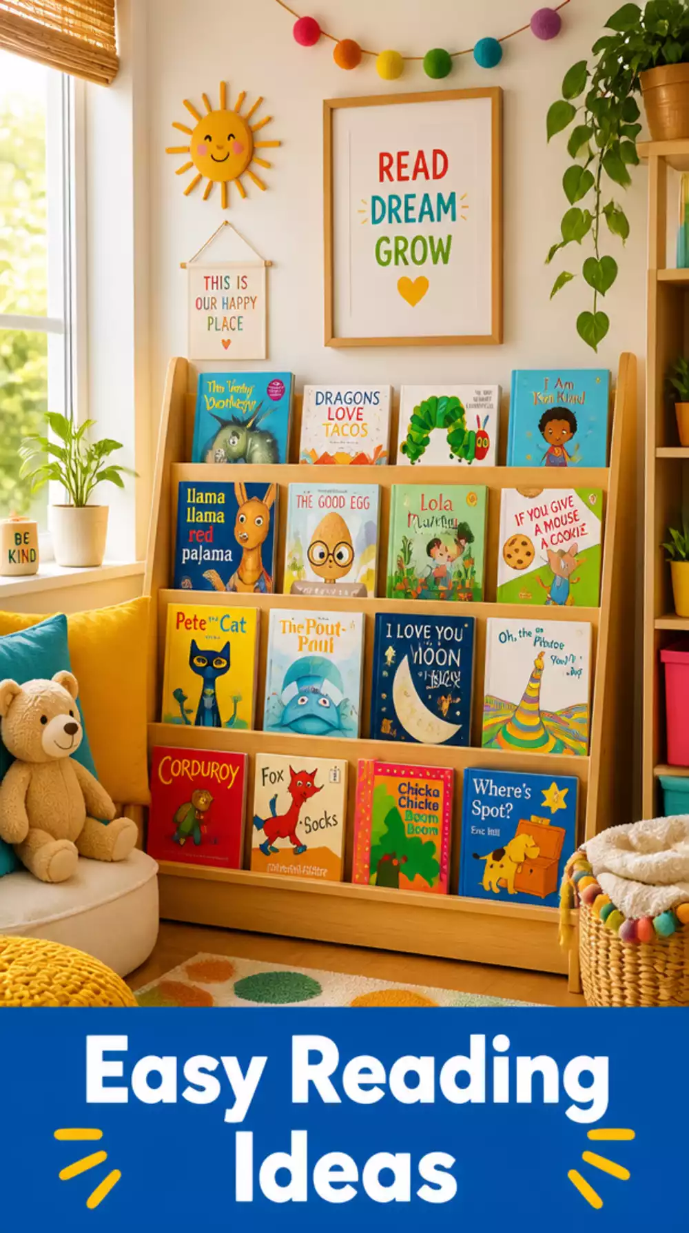 Kids Room Forward-Facing Bookshelf That Displays Covers and Encourages Reading