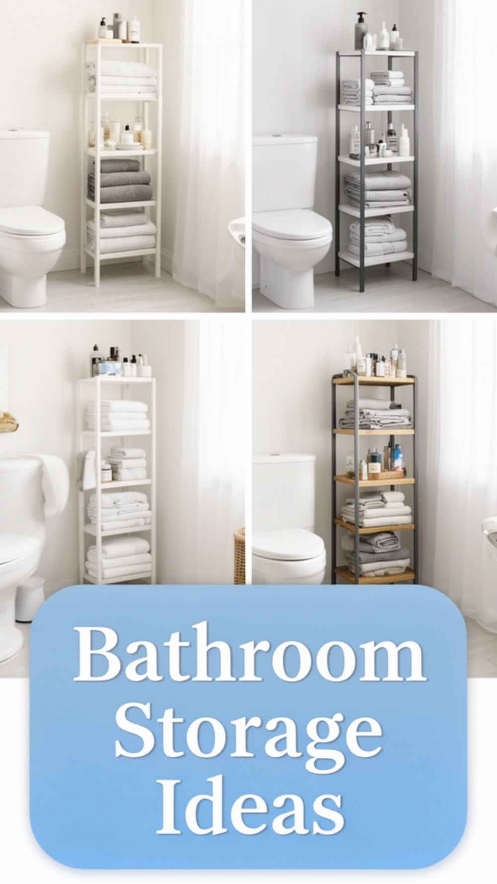 Bathroom Over-the-Toilet Freestanding Shelf Tower for Renters with No Wall Space