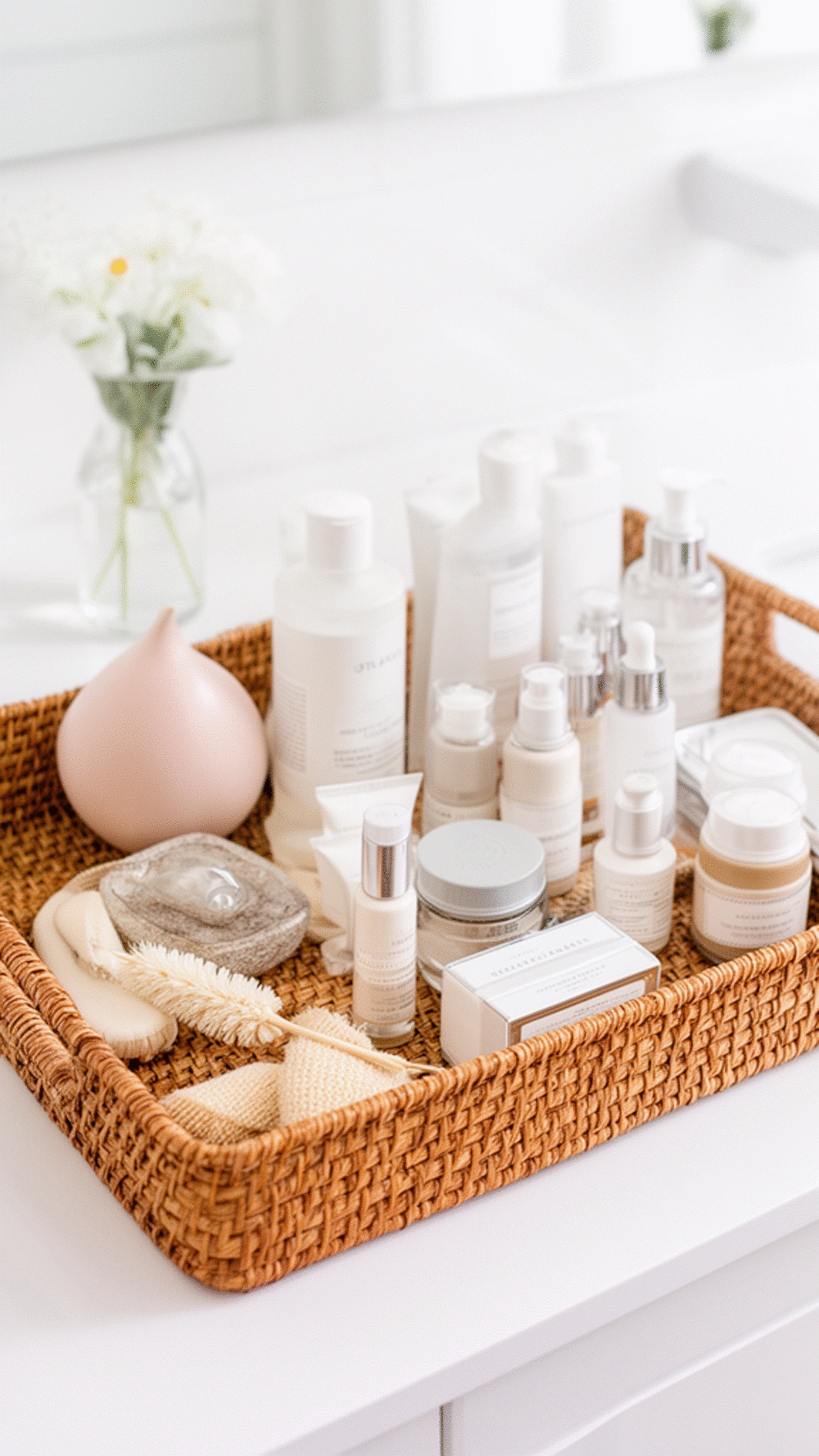 Renter Bathroom Portable Vanity Organizer Tray That Moves When the Lease Ends