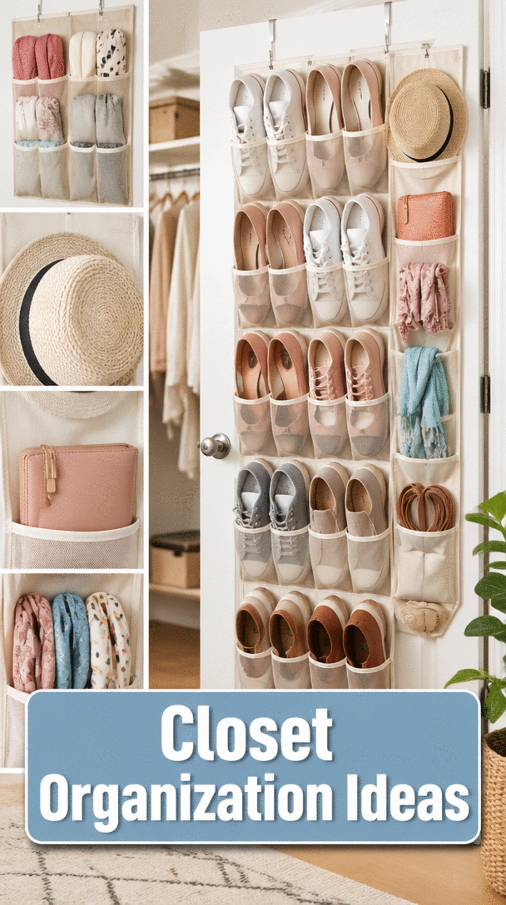 Closet Over-the-Door Shoe Organizer That Stores Accessories and Small Items Too