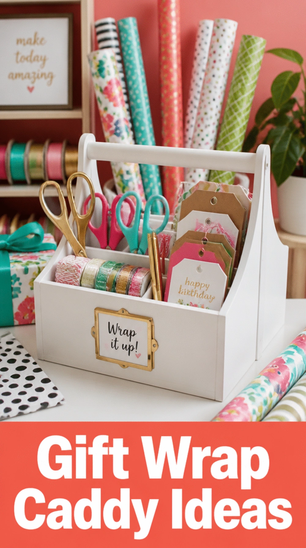 The Gift Wrap Caddy That Holds Scissors, Tape, and Tags in One Portable Carry-All