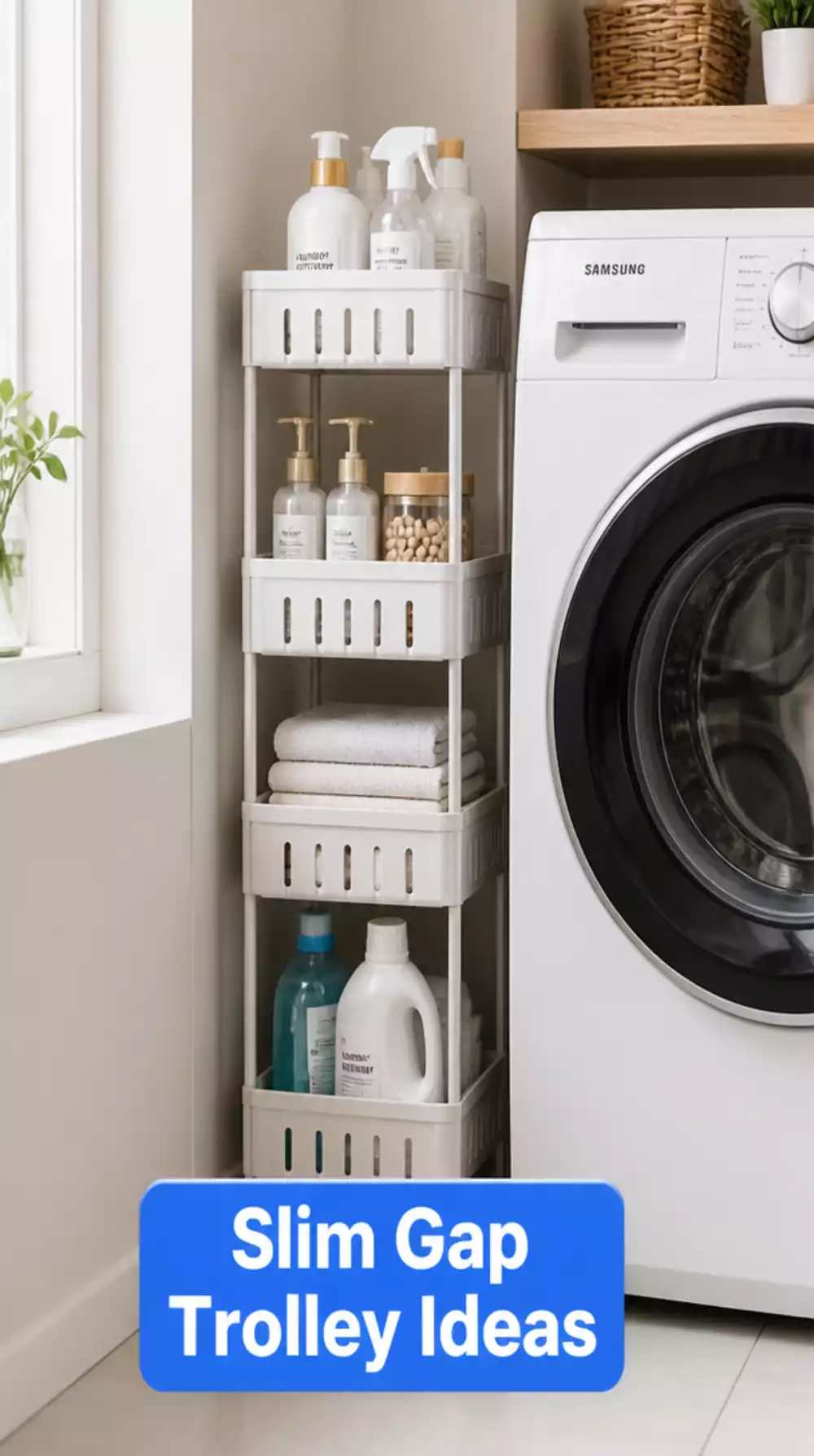The Laundry Room Slim Gap Trolley That Fills the Space Between Machine and Wall