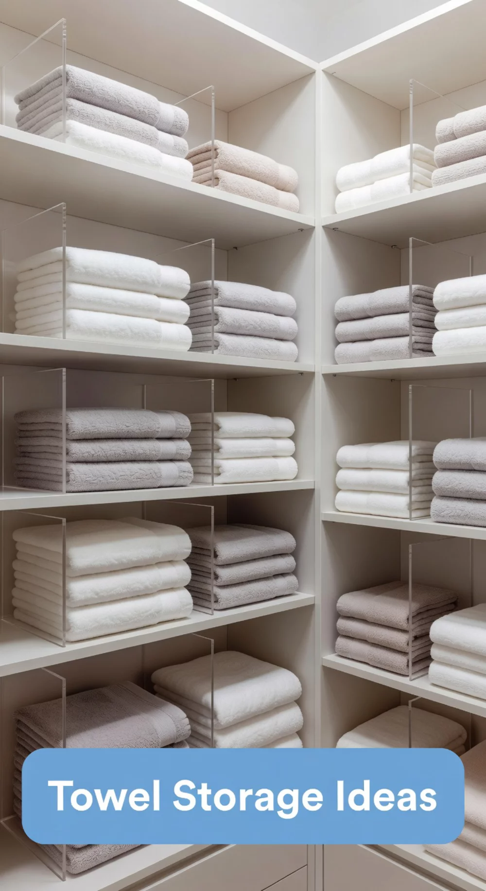Linen Closet Shelf Dividers That Keep Folded Towel Stacks from Toppling