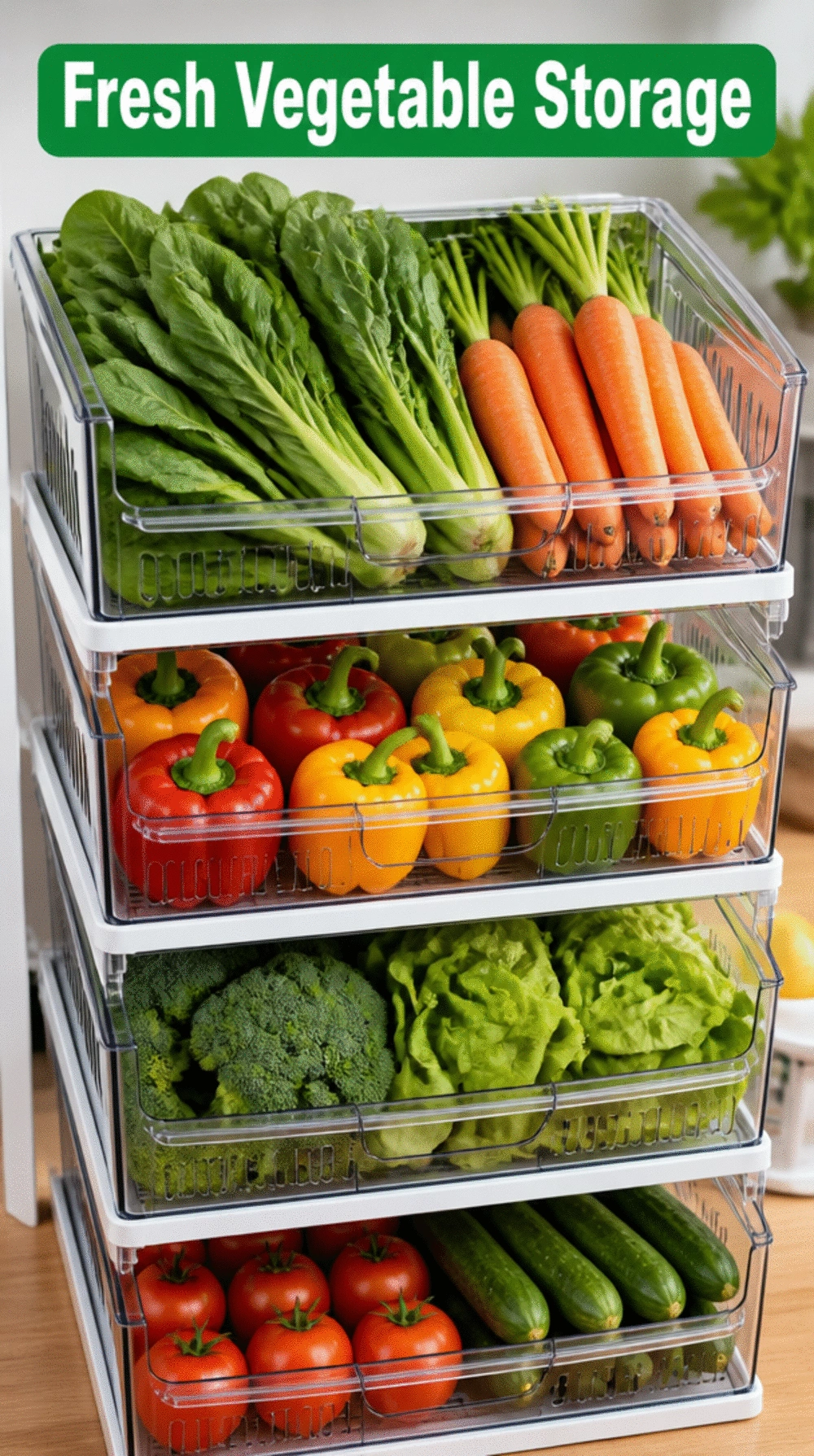 Fridge Produce Stackable Drawer That Keeps Vegetables Fresh Through the Whole Week