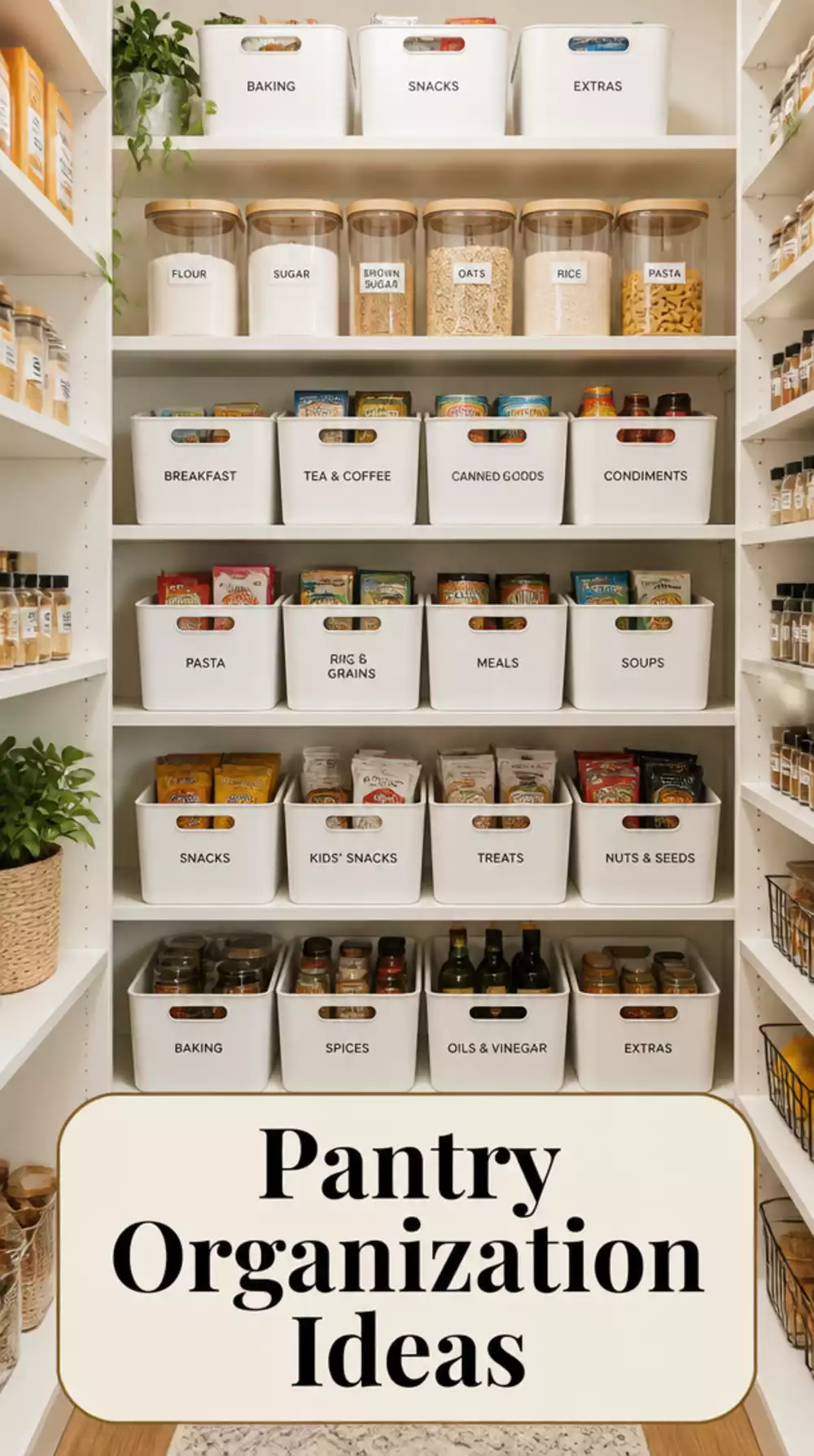 Pantry Uniform White Bin System That Makes Every Shelf Look the Same Depth