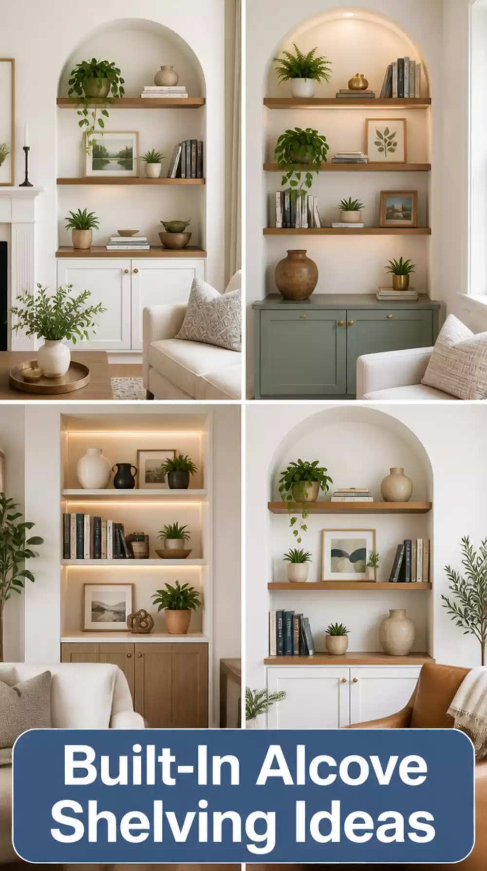 Living Room Built-In Alcove Shelving That Turns a Wall Recess into Display Storage