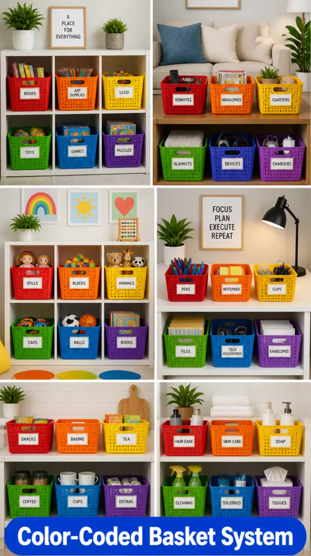 The Color-Coded Basket System That Makes Shared Spaces Stay Tidy