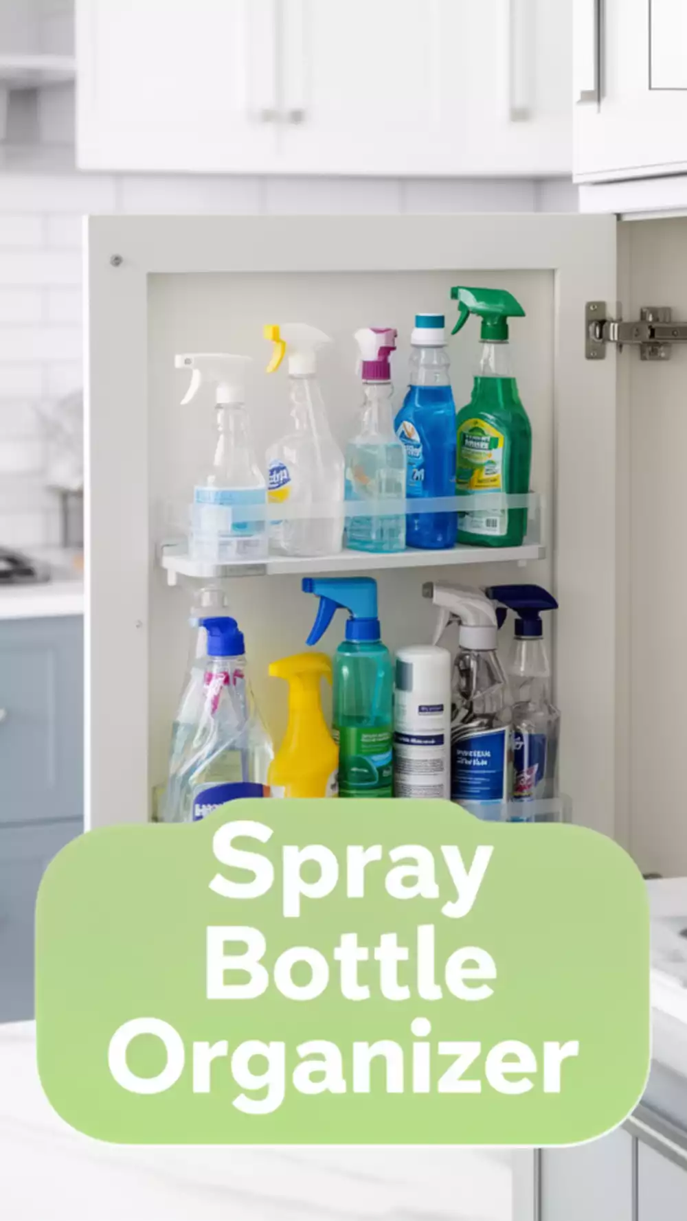 Kitchen Sink Cabinet Door Rack That Holds Spray Bottles on the Back of the Door