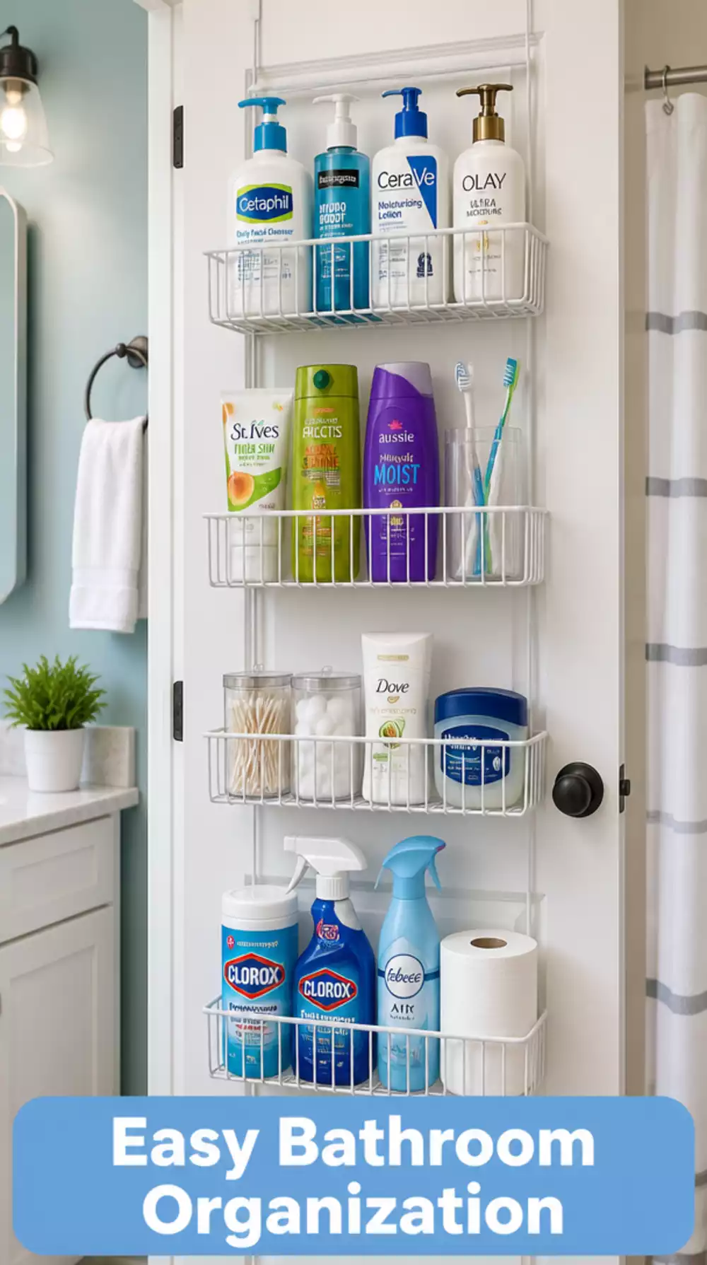 Bathroom Door-Mounted Organizer That Uses Every Inch of Cabinet Space