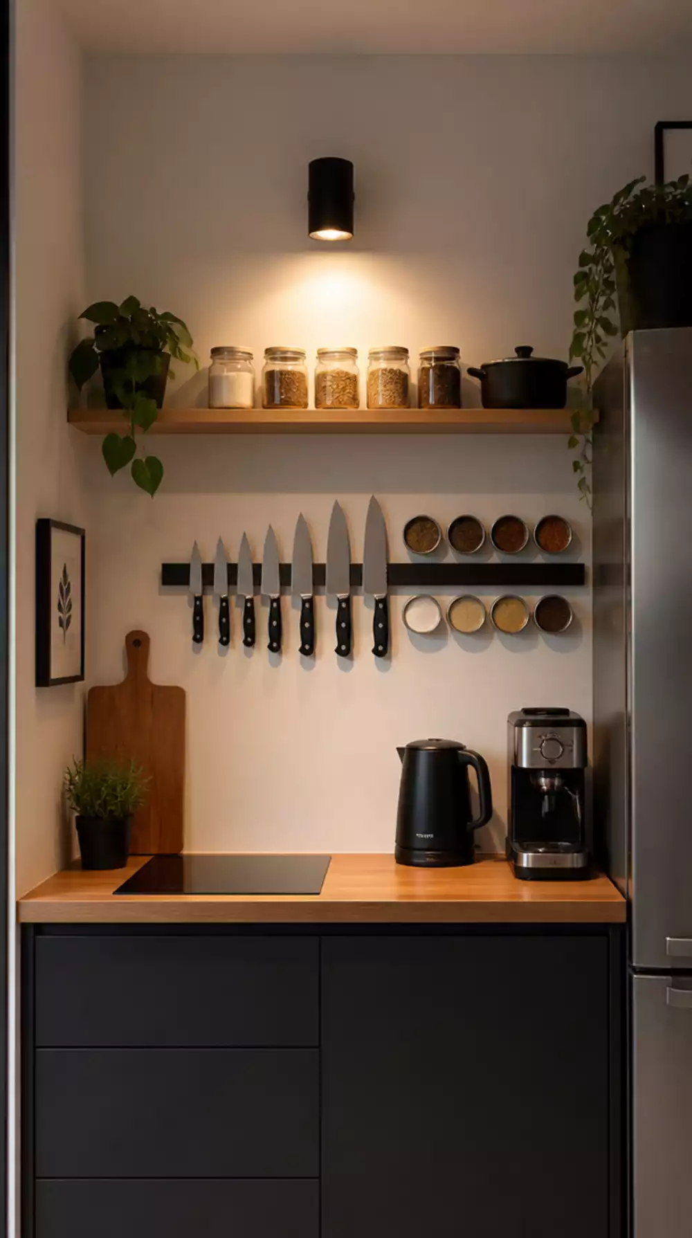 Tiny Home Kitchen Magnetic Wall Strip That Mounts Knives, Jars, and Spice Tins