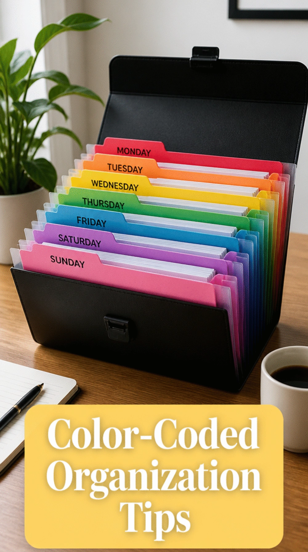 Home Office Colour-Coded Weekly Folder That Assigns Every Day Its Own Paper Category