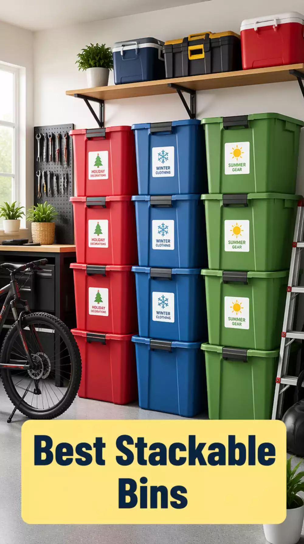 Garage Heavy-Duty Stackable Storage Bins That Keep Seasonal Items Sorted