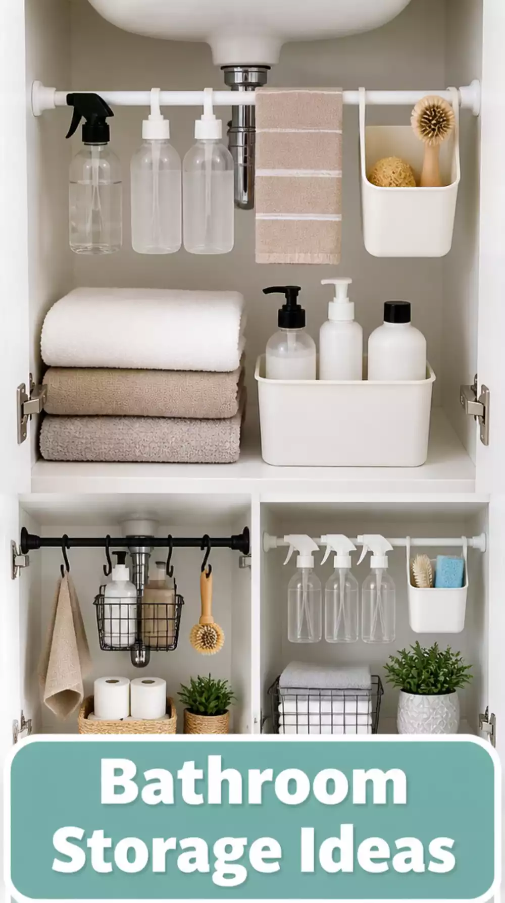 Bathroom Tension Rod Hack That Creates Under-Sink Storage for Free