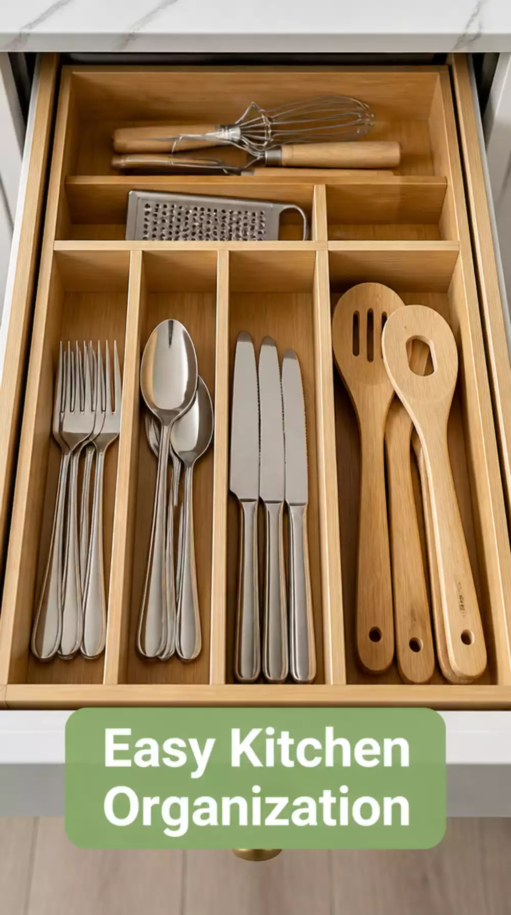 Bamboo Kitchen Drawer Tray That Makes a Cutlery Drawer Look Styled