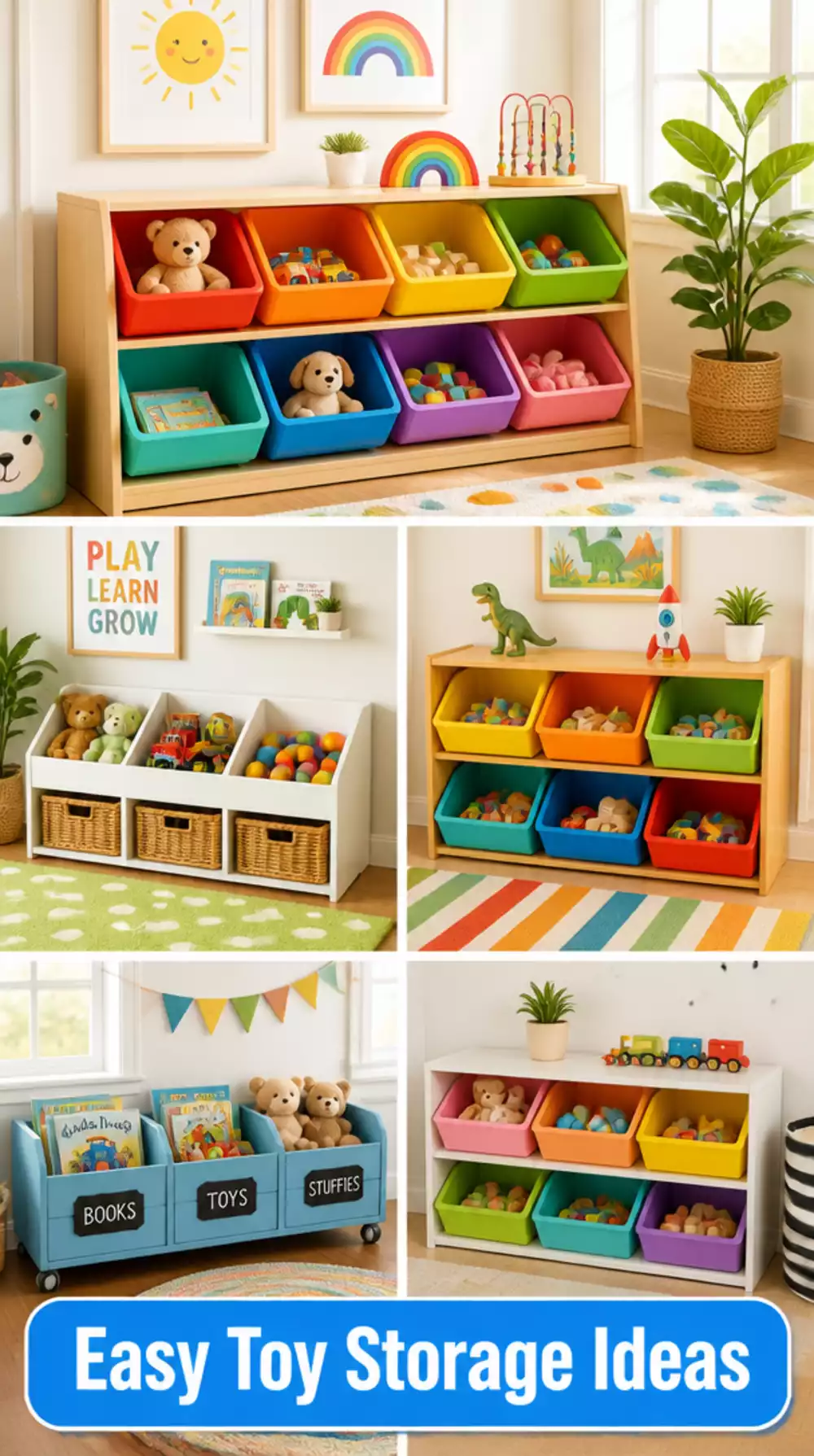 Kids Room Open Bin Toy Storage System That Makes Tidying a One-Step Job