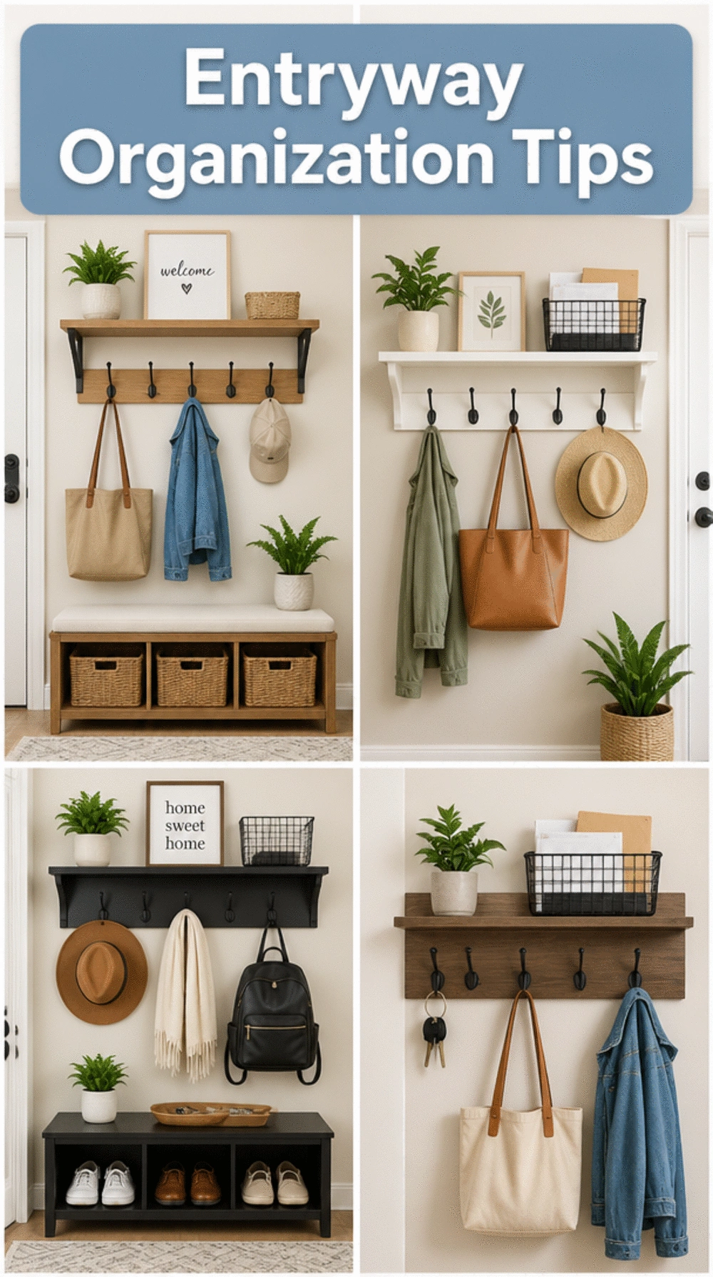 Entryway Wall Hooks and Shelf That Stop Clutter at the Door